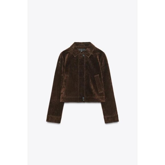 ZARA 100% LEATHER SHORT JACKET - Picture 1 of 8